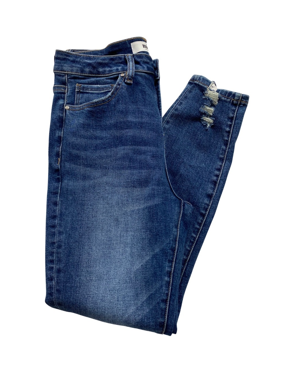Mica Los Angeles Skinny Jeans Size 28 Medium Wash Distressed Hem